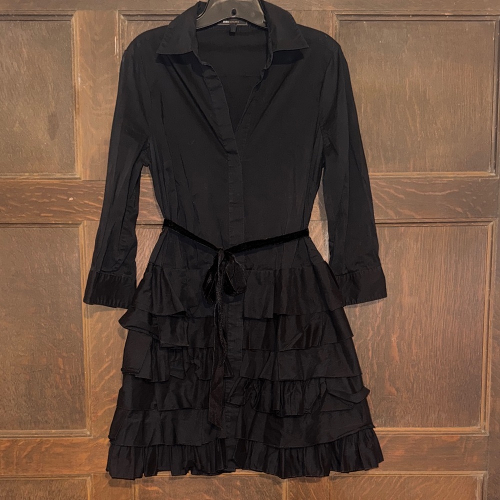 BCBG Elegant Black Ruffled Dress